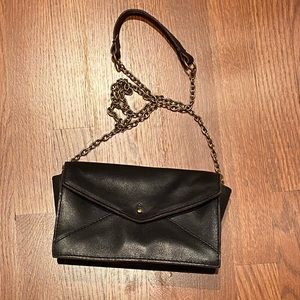 Madewell black leather crossbody with chain strap